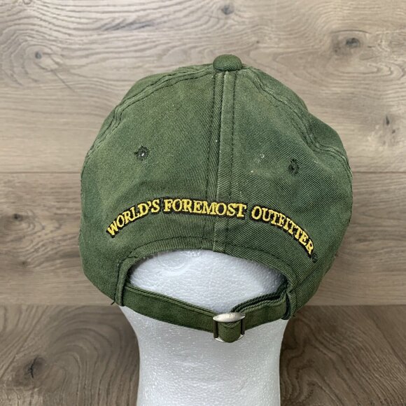 Cabelas Outdoor Hat Green With Front Spell Out Logo Strap Back One Size Cap - Picture 4 of 8